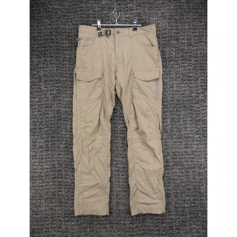 Prana Pants Mens 32x32 Actual 32x31 Beige Zion Cargo Belted Stretch Gorpcore - Picture 1 of 16